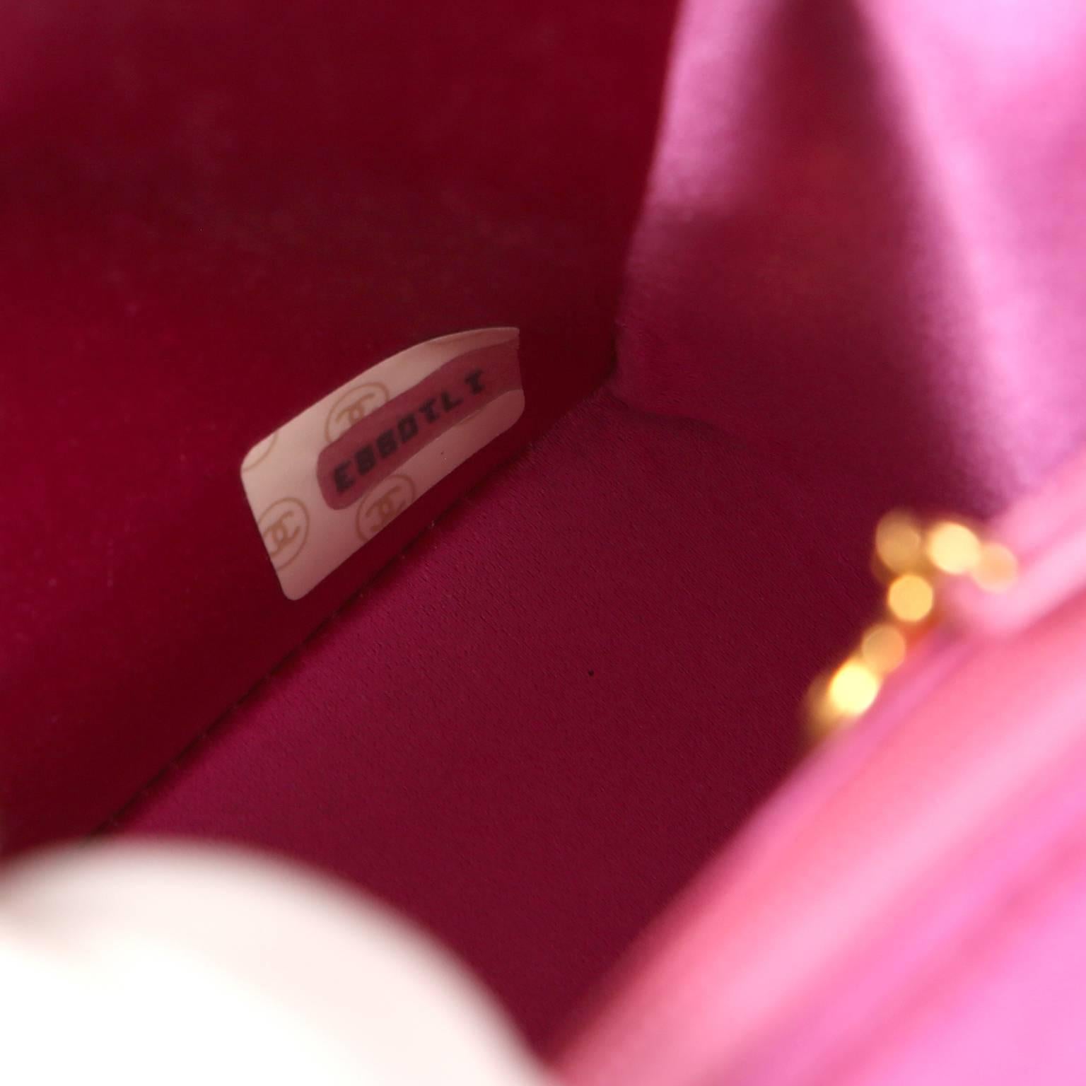Chanel Fuchsia Satin Mini Classic Flap Bag 3