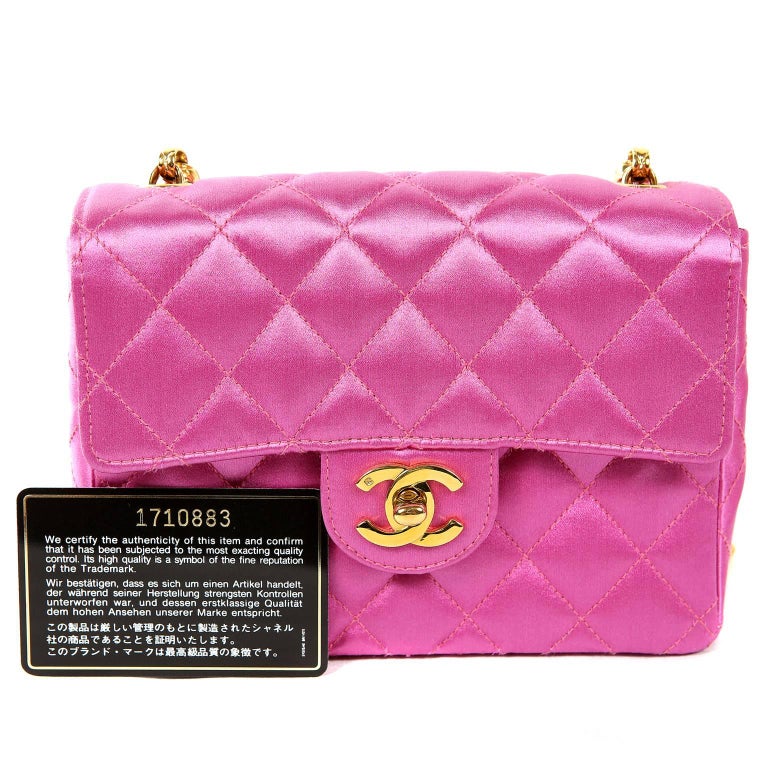 Chanel Fuchsia Satin Mini Classic Flap Bag