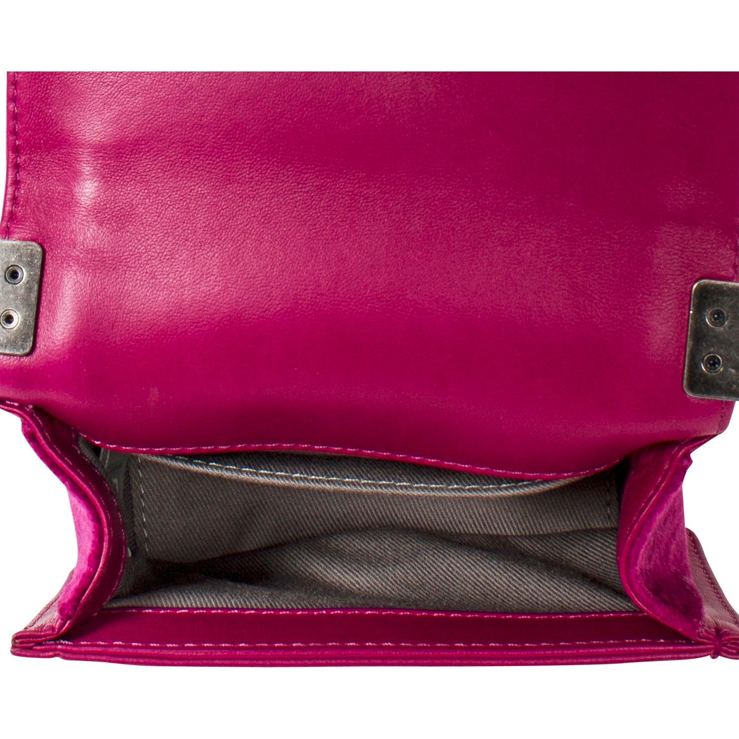 Chanel Fuchsia Velvet Mini Boy Bag In Excellent Condition For Sale In Atlanta, GA