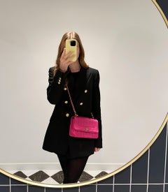 Chanel  Fuchsia Vertical Quilted Velvet Small Diana Classic Single Flap