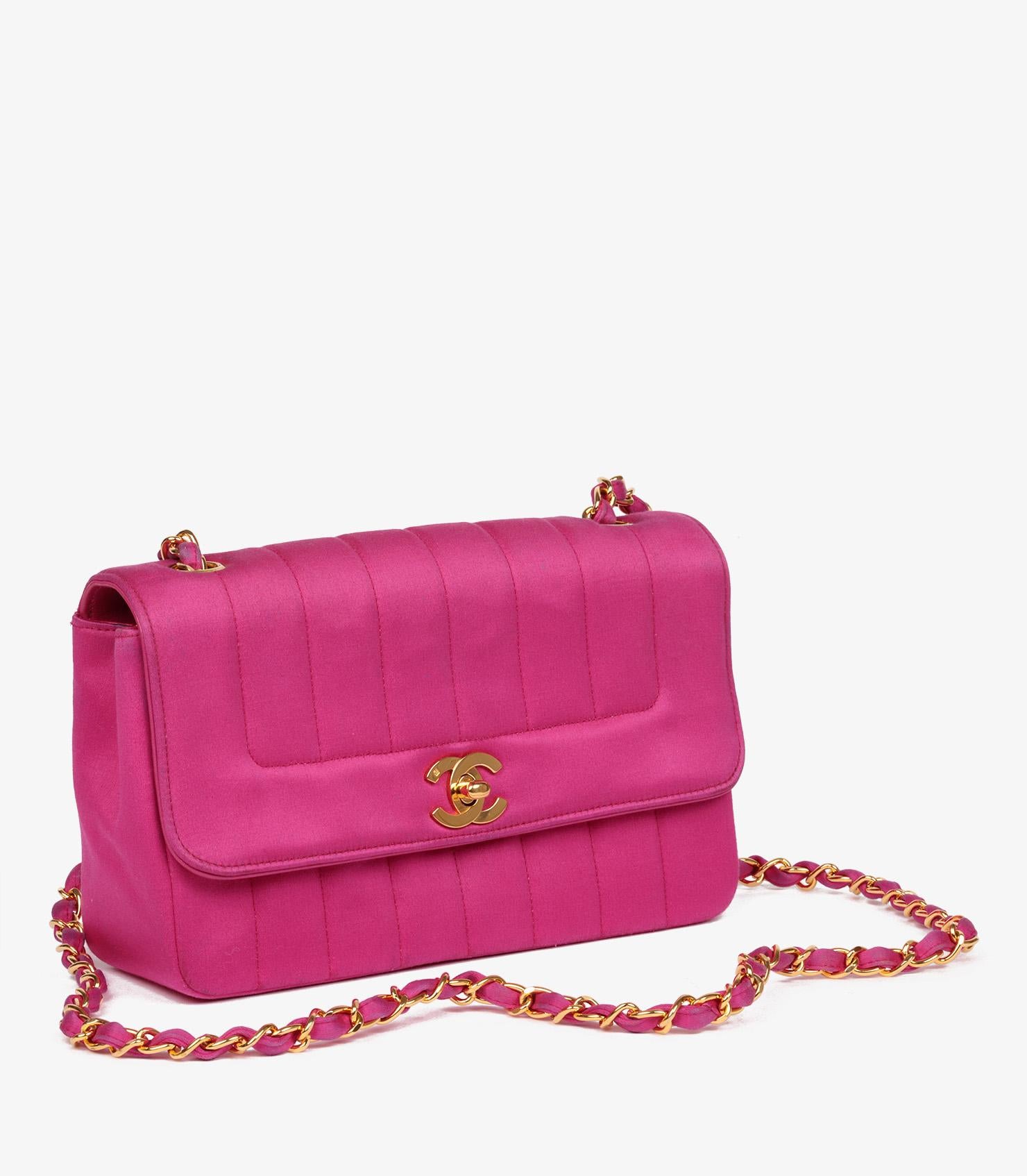 Pink Chanel  Fuchsia Vertical Quilted Velvet Small Diana Classic Single Flap For Sale