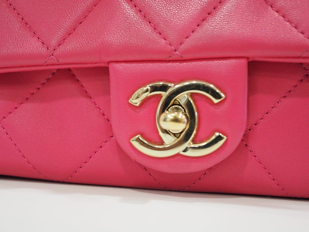 Chanel fucsia leather gold hardware 19 timeless shoulder handle bag 7