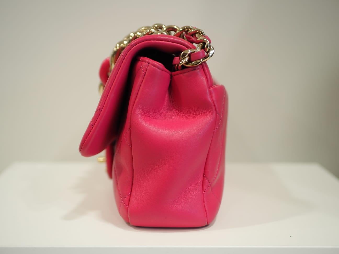 Chanel fucsia leather gold hardware 19 timeless shoulder handle bag 8