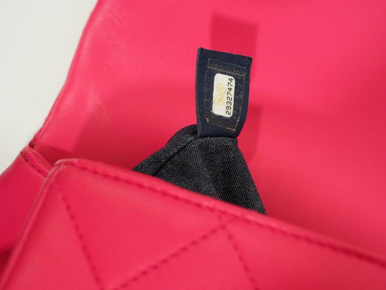 Chanel fucsia leather gold hardware 19 timeless shoulder handle bag 4