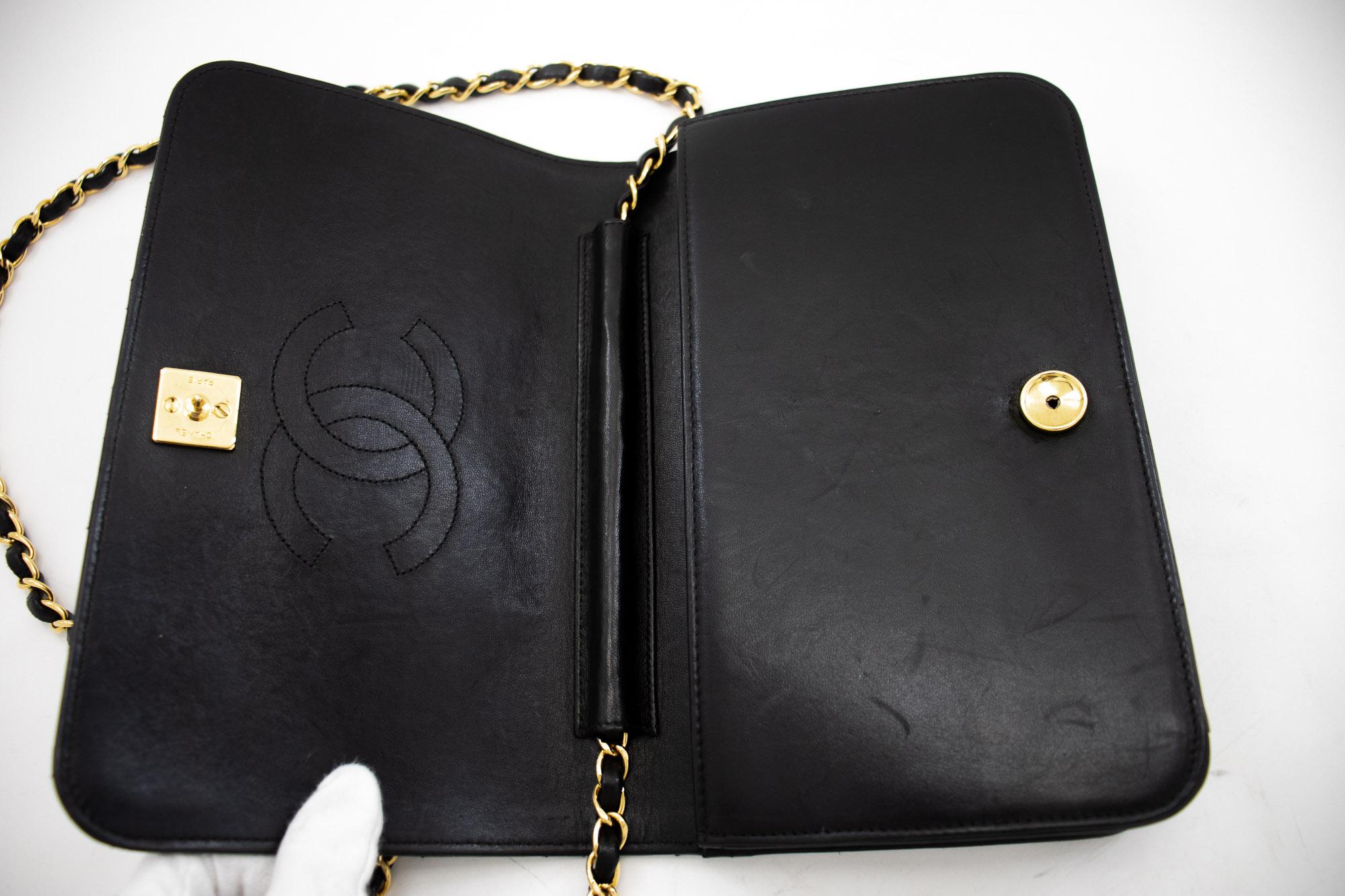 CHANEL Full Chain Flap Shoulder Bag Black Clutch Quilted Lambskin 6