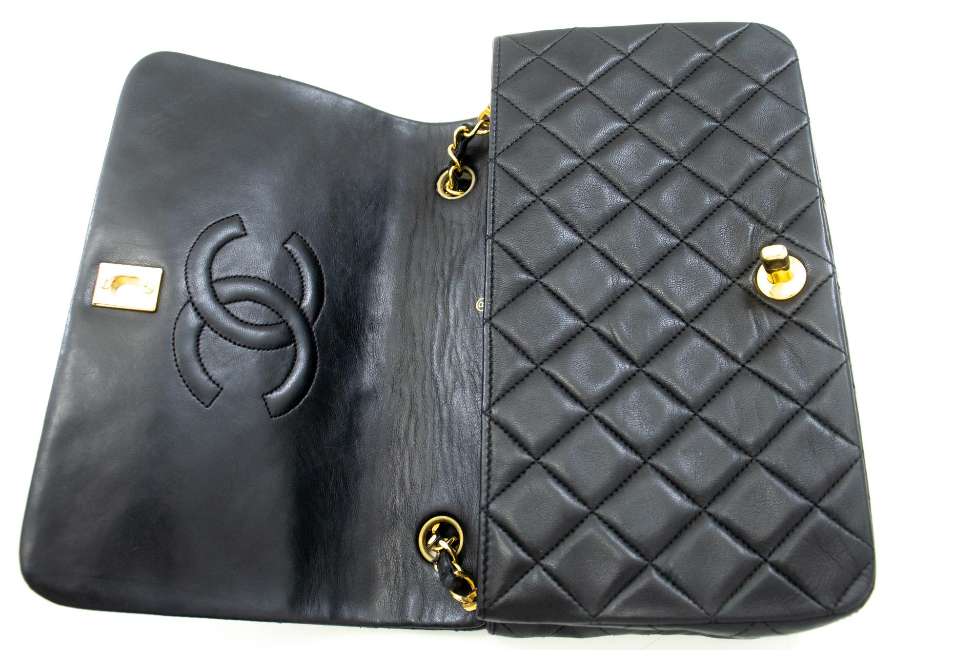 CHANEL Full Chain Flap Shoulder Bag Black Clutch Quilted Lambskin For Sale 6