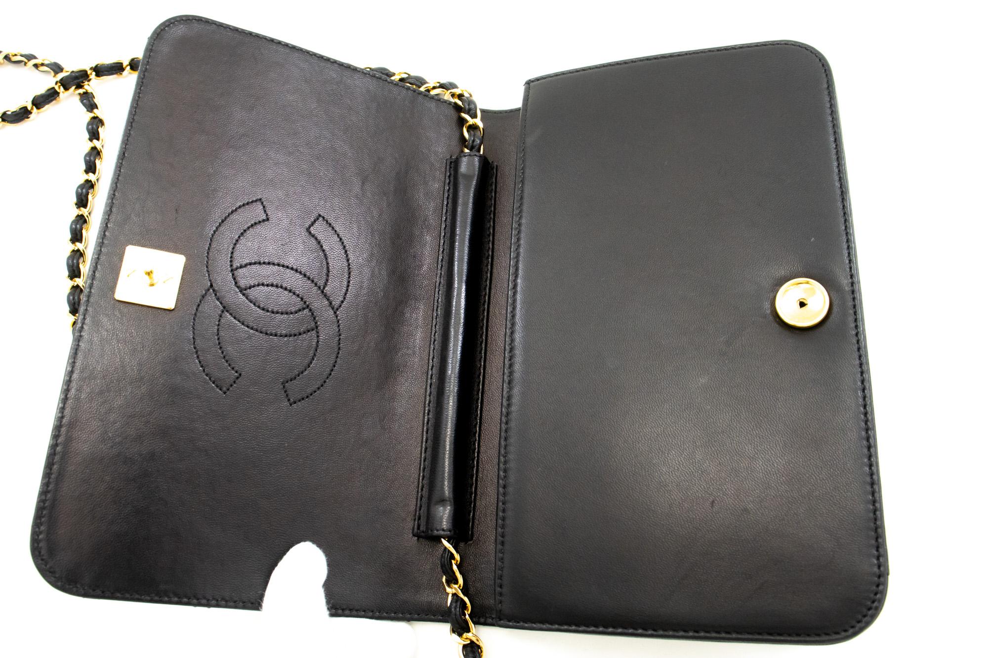 CHANEL Full Chain Flap Shoulder Bag Black Clutch Quilted Lambskin For Sale 6