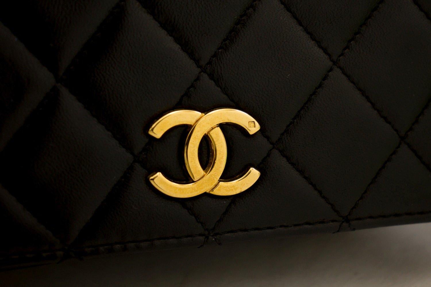 CHANEL Full Chain Flap Shoulder Bag Black Clutch Quilted Lambskin 7