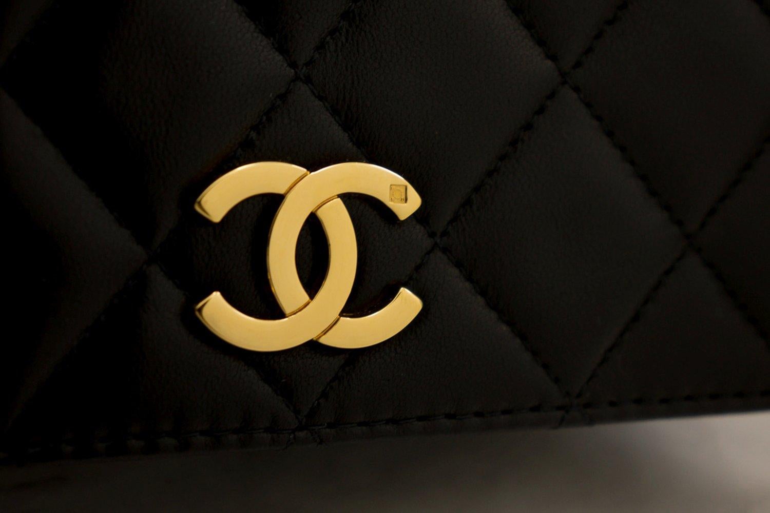 CHANEL Full Chain Flap Shoulder Bag Black Clutch Quilted Lambskin 8
