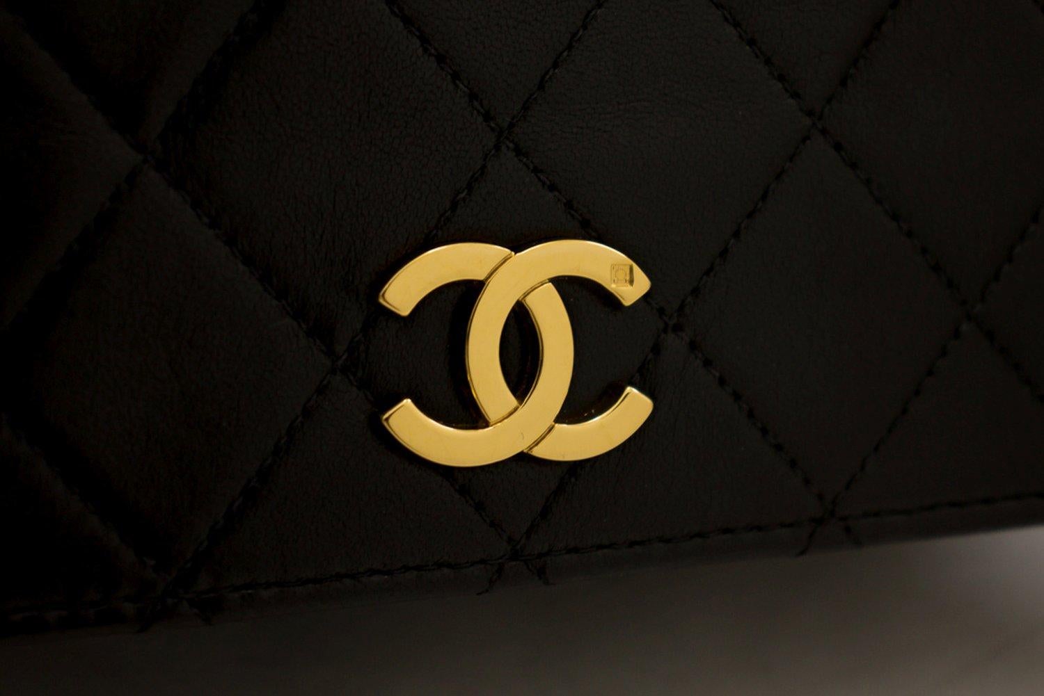 CHANEL Full Chain Flap Shoulder Bag Black Clutch Quilted Lambskin 7