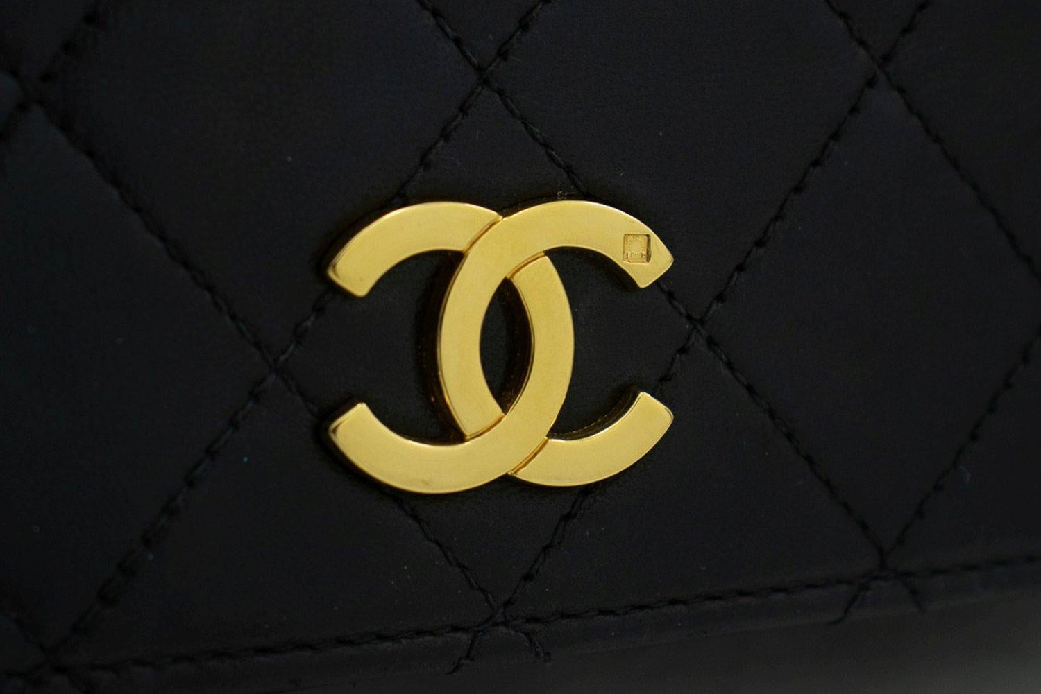CHANEL Full Chain Flap Shoulder Bag Black Clutch Quilted Lambskin 8