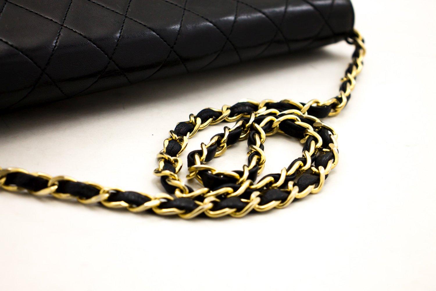 CHANEL Full Chain Flap Shoulder Bag Black Clutch Quilted Lambskin 6