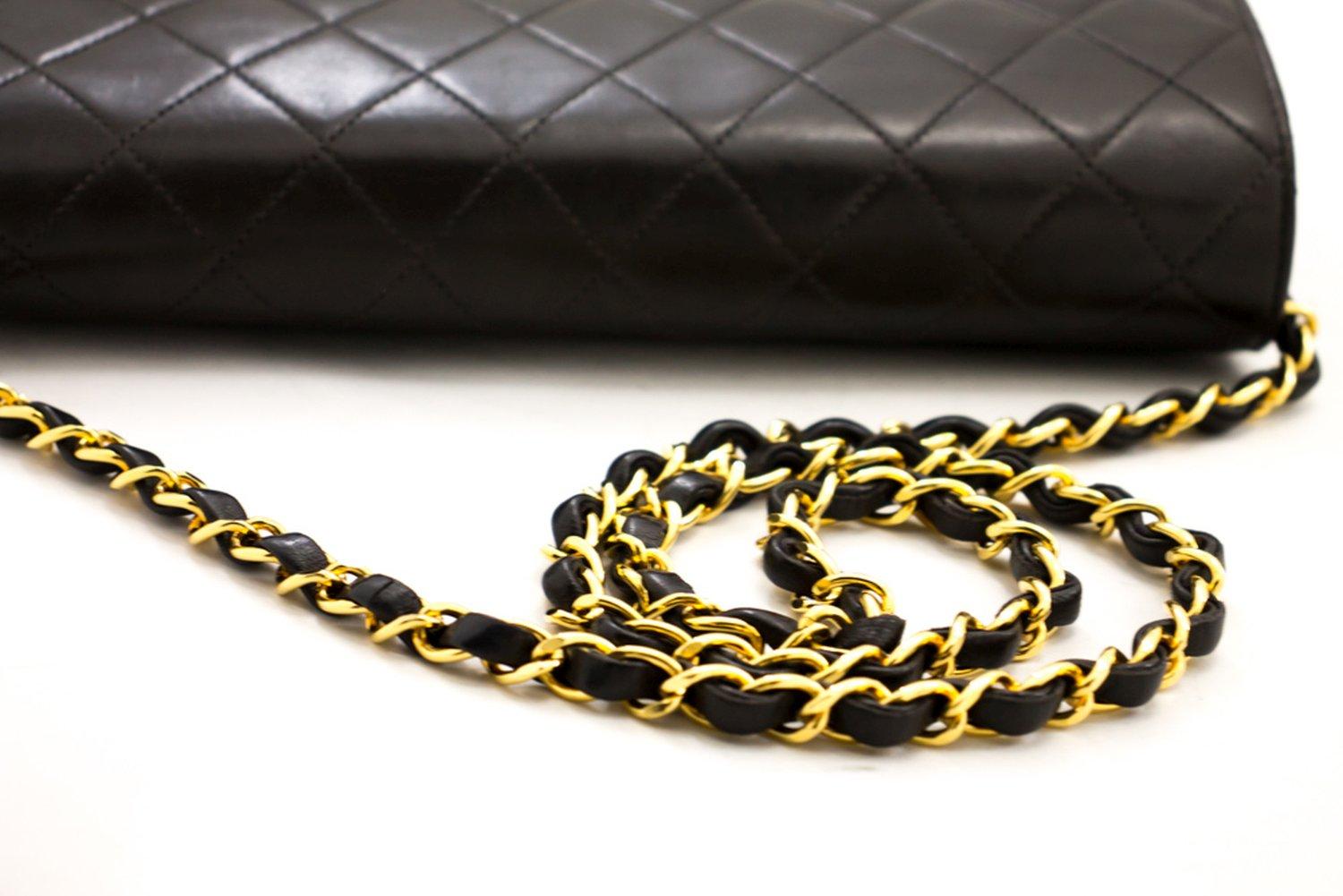 CHANEL Full Chain Flap Shoulder Bag Black Clutch Quilted Lambskin 9