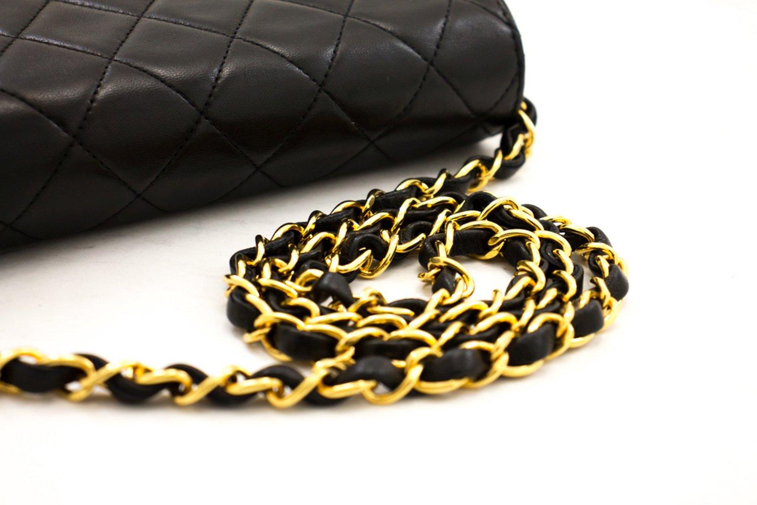 CHANEL Full Chain Flap Shoulder Bag Black Clutch Quilted Lambskin 8