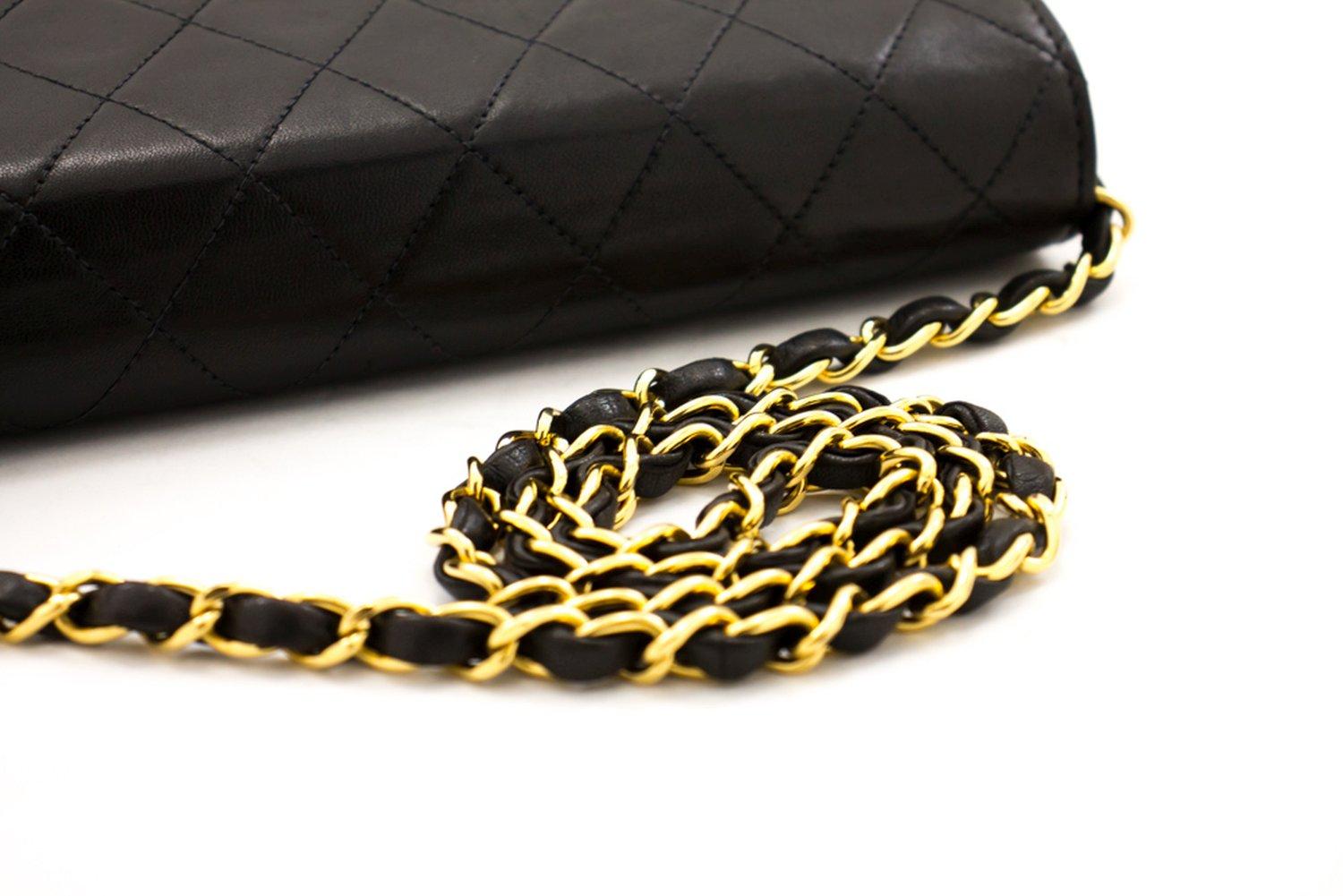 CHANEL Full Chain Flap Shoulder Bag Black Clutch Quilted Lambskin 8