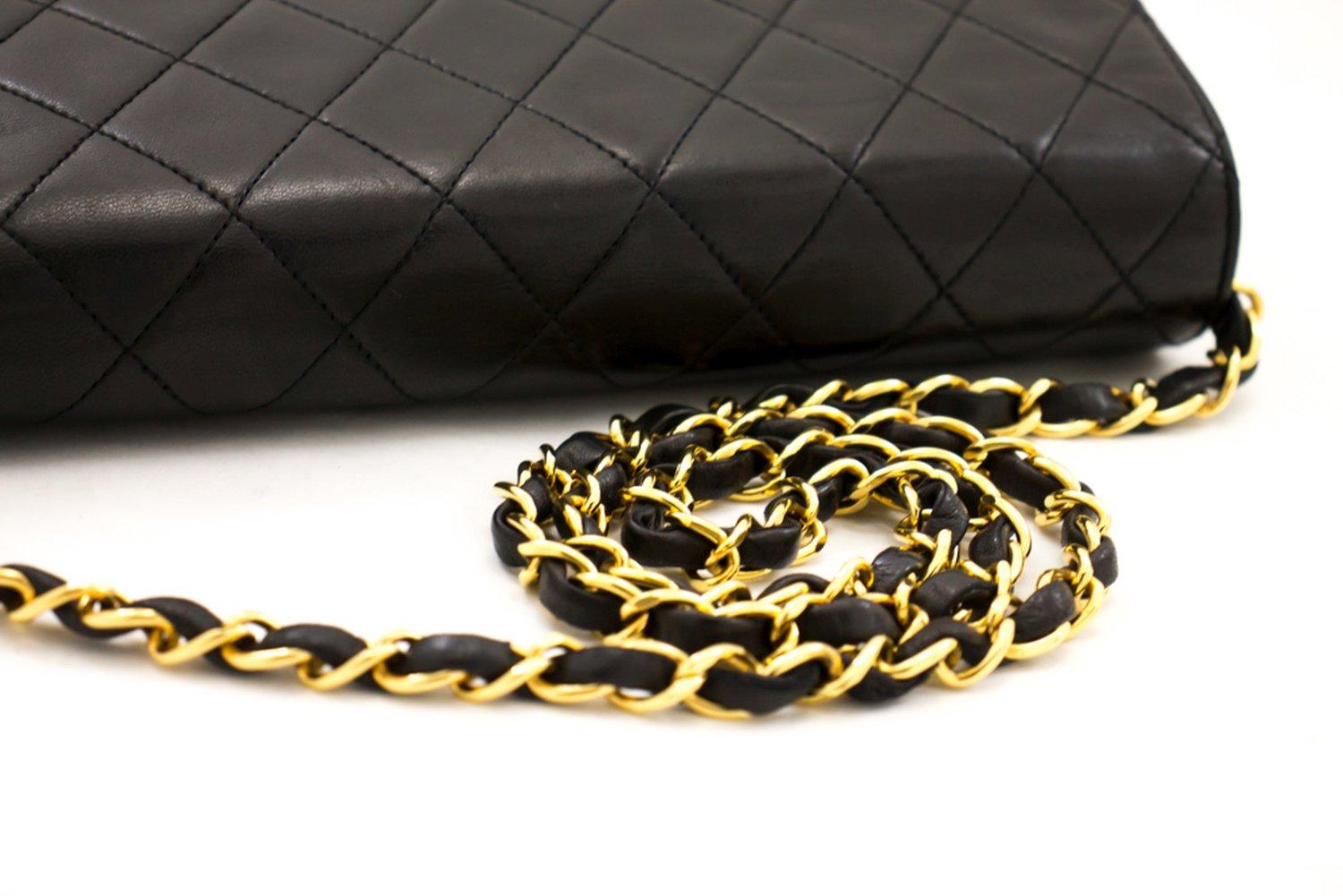 CHANEL Full Chain Flap Shoulder Bag Black Clutch Quilted Lambskin 9