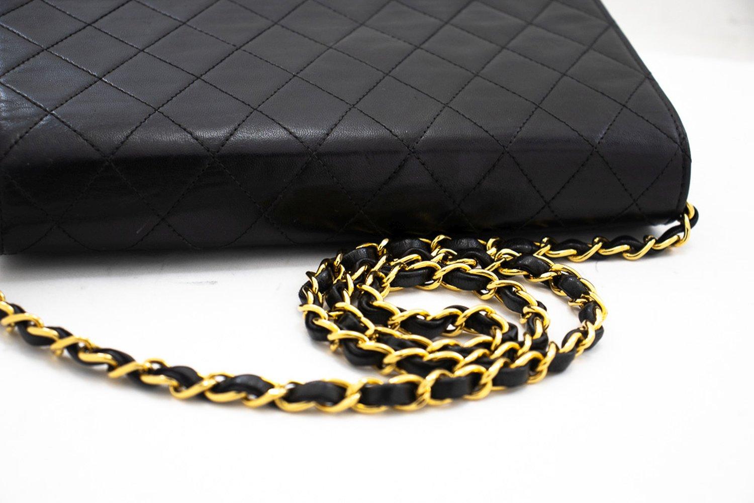 CHANEL Full Chain Flap Shoulder Bag Black Clutch Quilted Lambskin 9