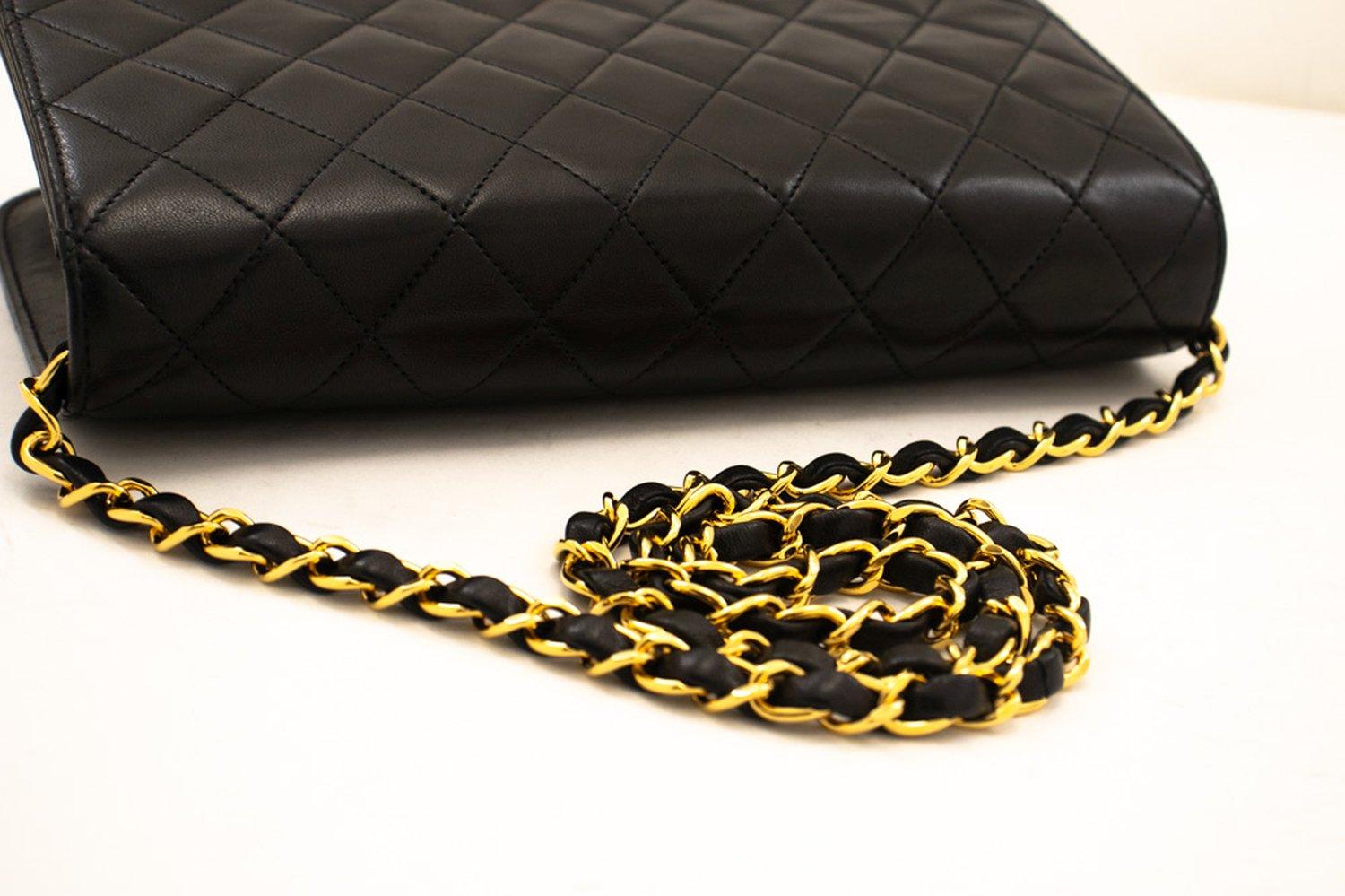 CHANEL Full Chain Flap Shoulder Bag Black Clutch Quilted Lambskin For Sale 9