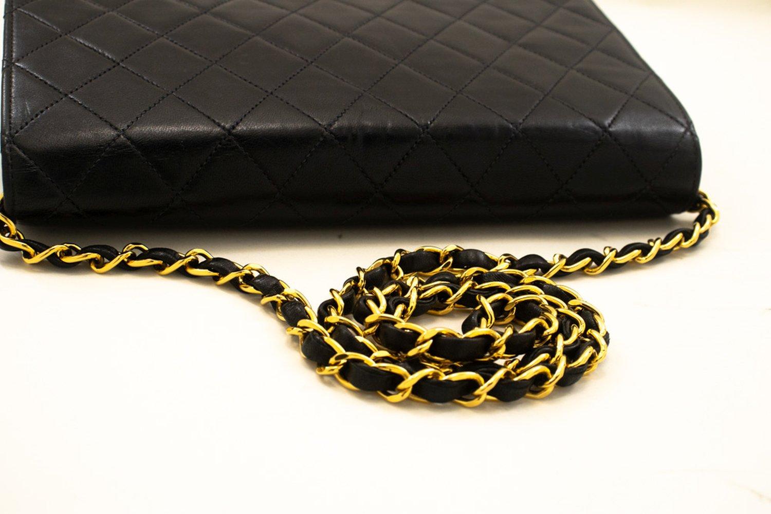 CHANEL Full Chain Flap Shoulder Bag Black Clutch Quilted Lambskin For Sale 9
