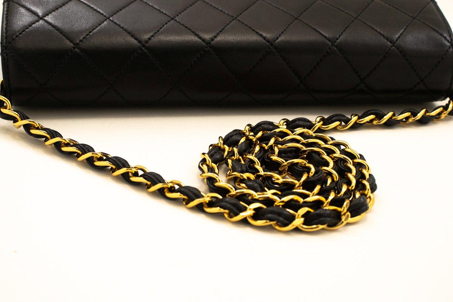 CHANEL Full Chain Flap Shoulder Bag Black Clutch Quilted Lambskin For Sale 9