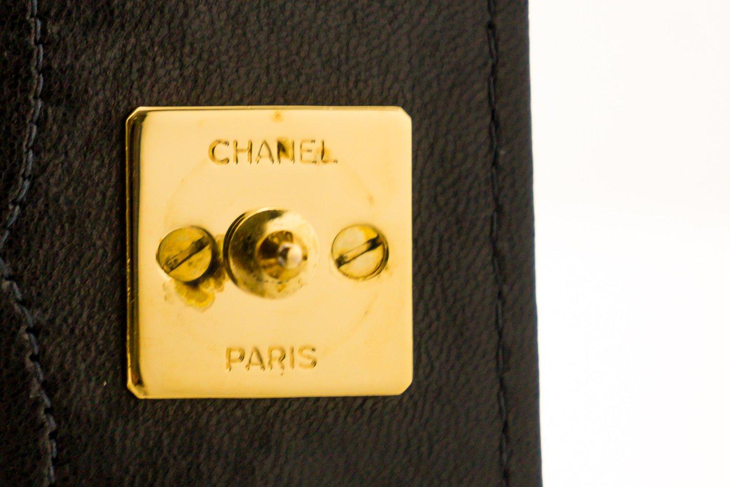 CHANEL Bolso de hombro con solapa y cadena completa Clutch negro Piel de cordero acolchada 9