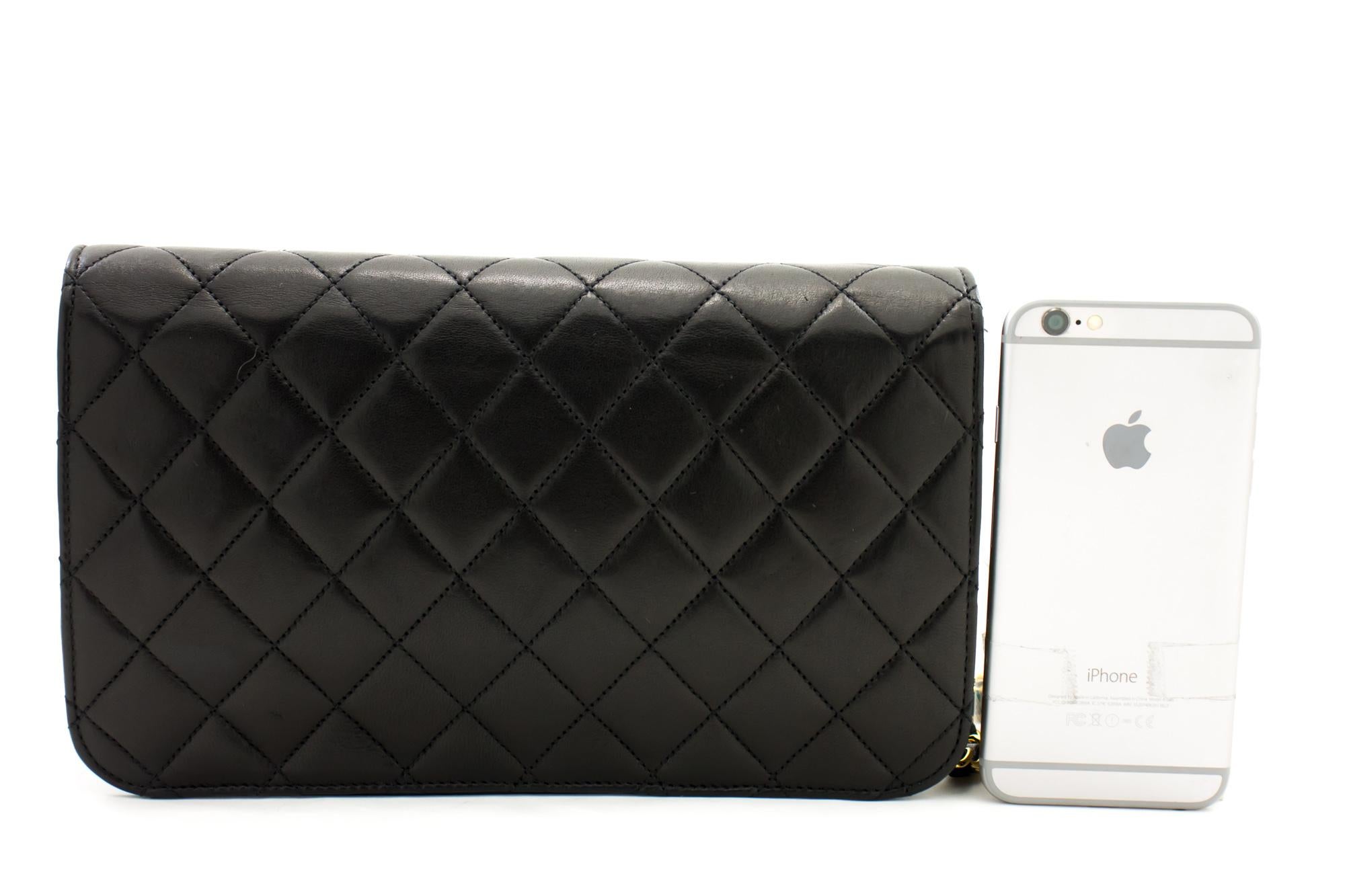 CHANEL Full Chain Flap Shoulder Bag Black Clutch Quilted Lambskin In Good Condition In Takamatsu-shi, JP