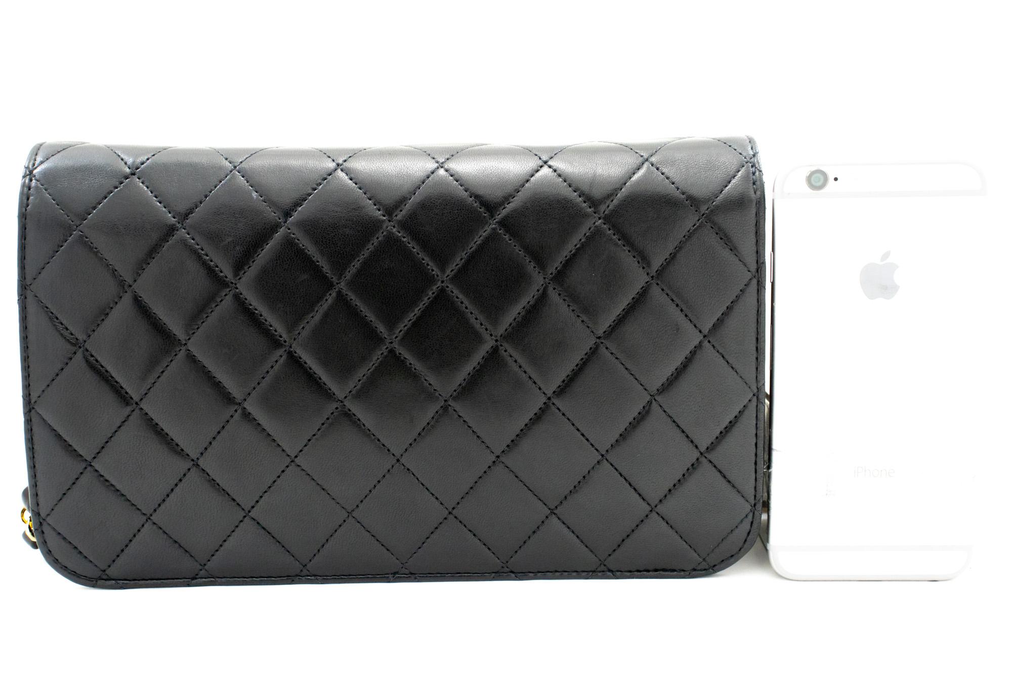 CHANEL Full Chain Flap Shoulder Bag Black Clutch Quilted Lambskin In Good Condition For Sale In Takamatsu-shi, JP