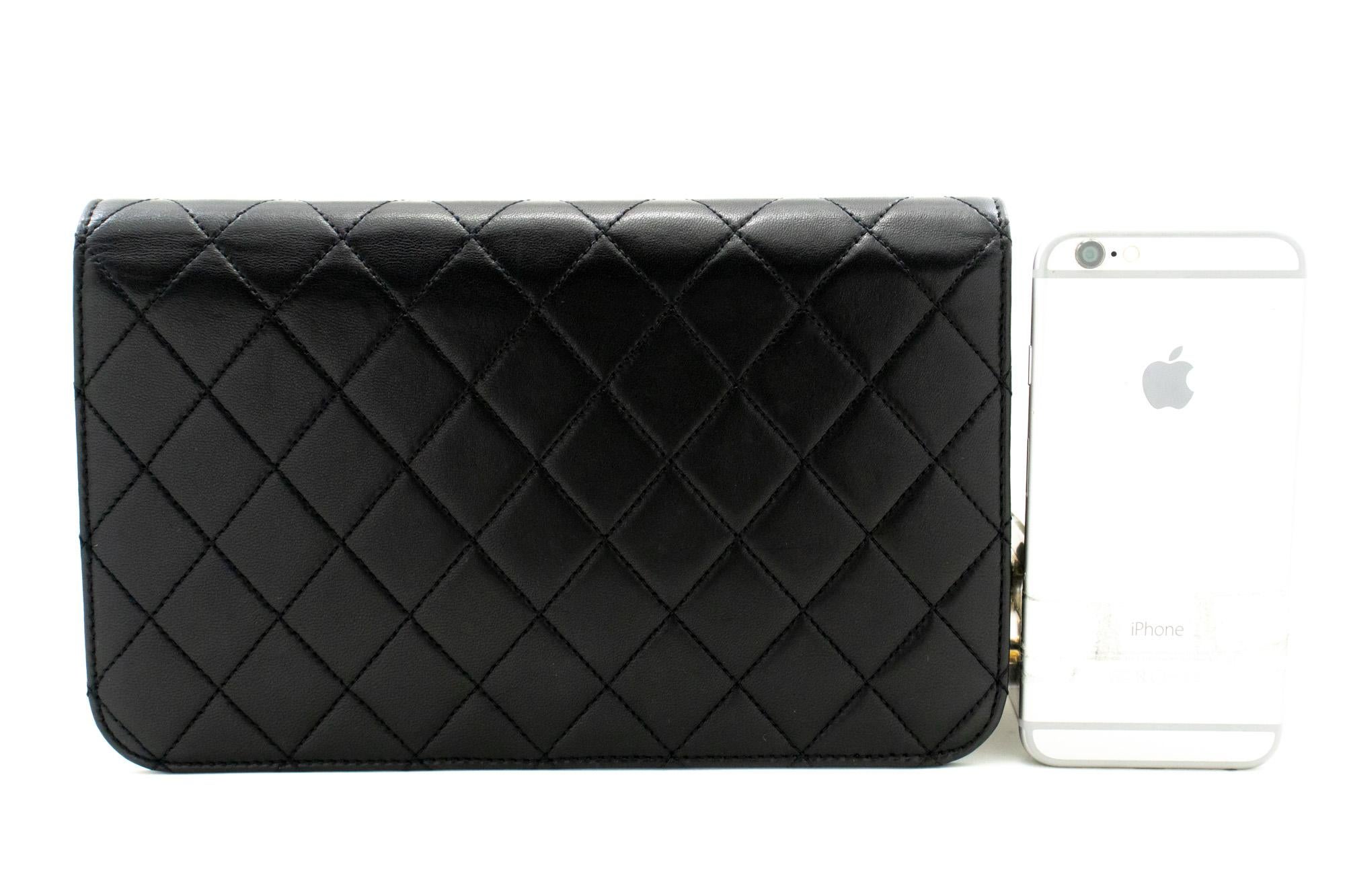 CHANEL Full Chain Flap Shoulder Bag Black Clutch Quilted Lambskin In Good Condition For Sale In Takamatsu-shi, JP