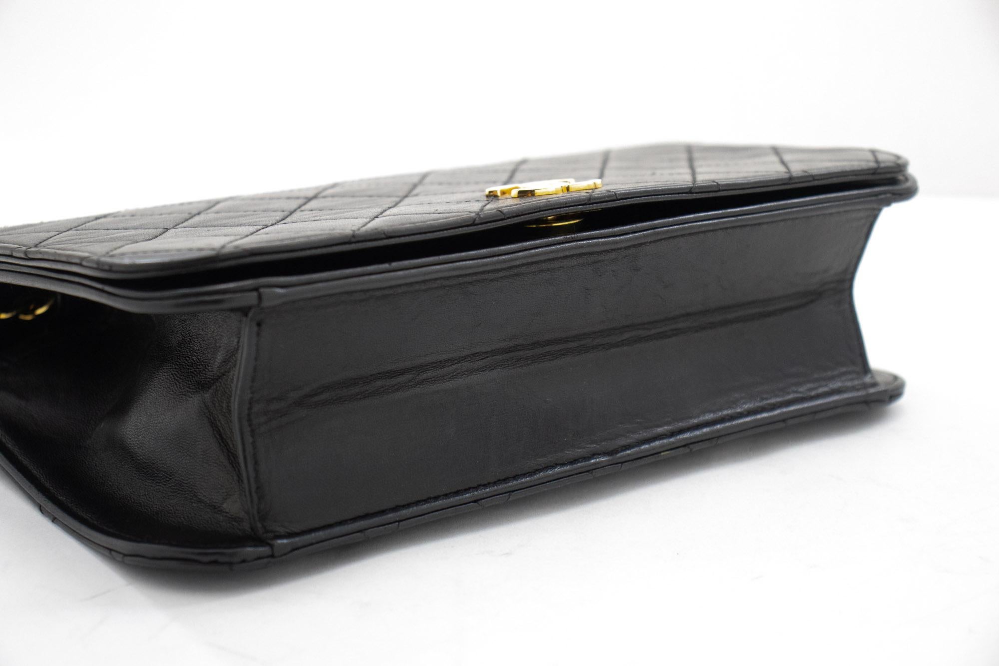 Women's CHANEL Full Chain Flap Shoulder Bag Black Clutch Quilted Lambskin