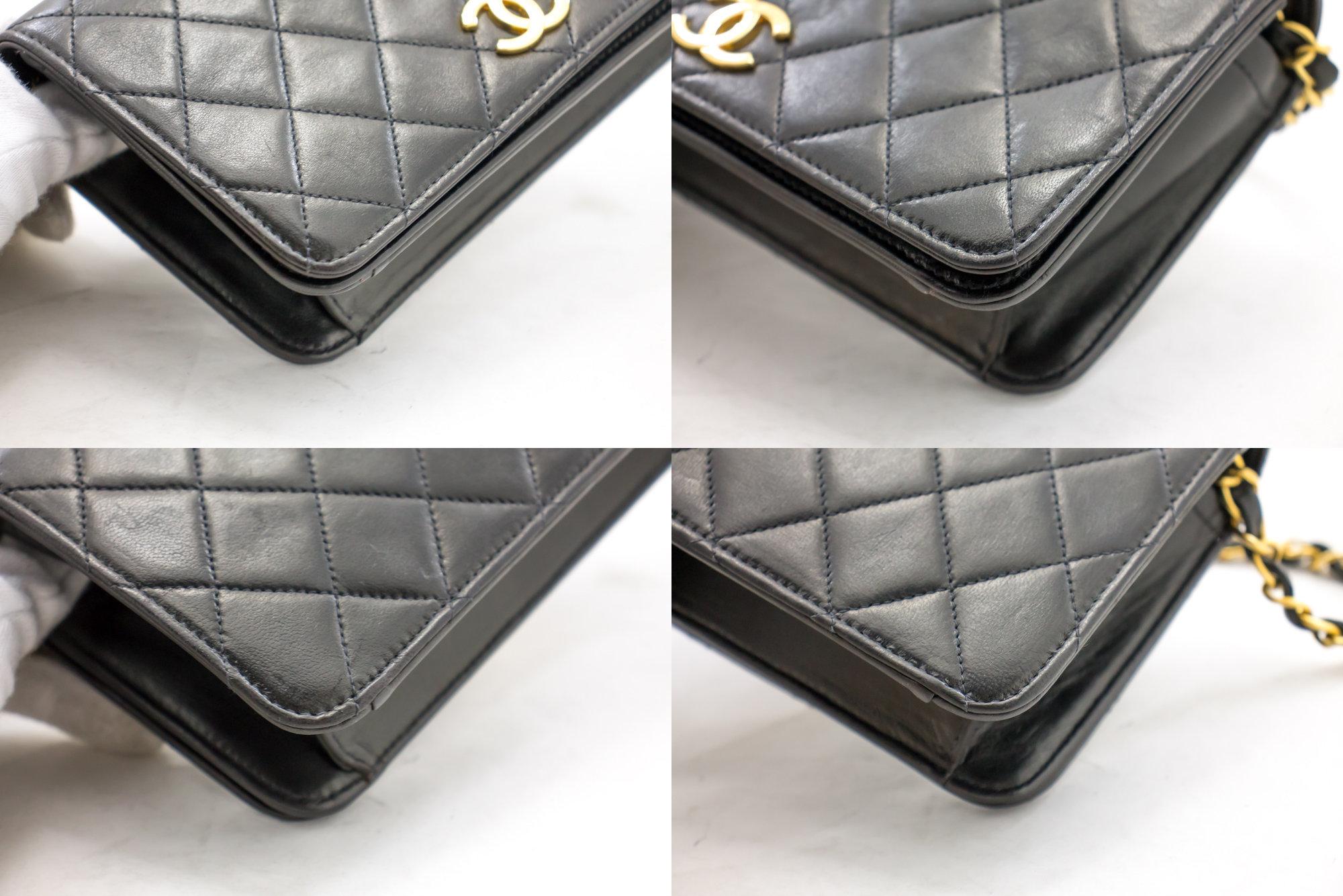 CHANEL Full Chain Flap Shoulder Bag Black Clutch Quilted Lambskin 2