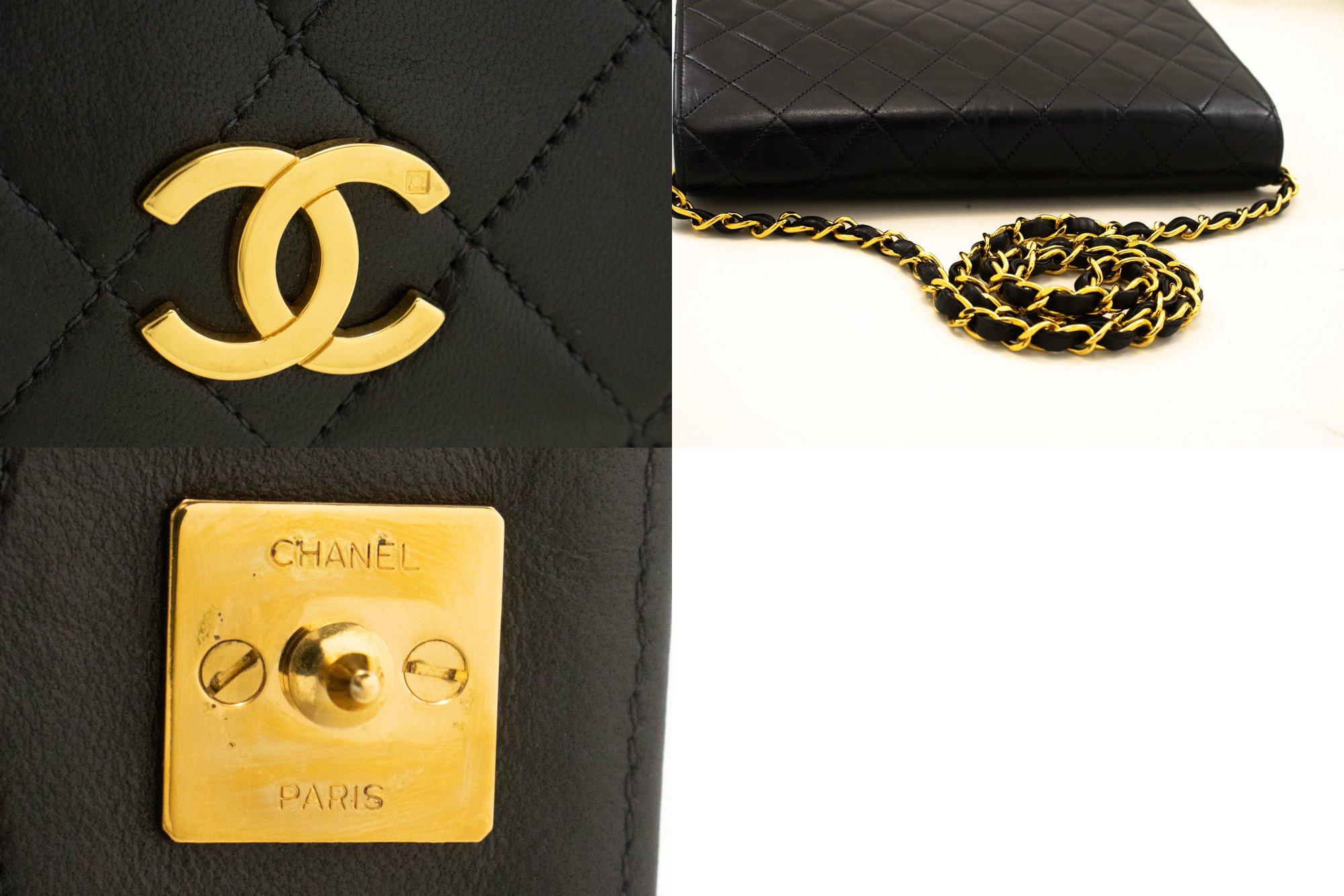 CHANEL Full Chain Flap Shoulder Bag Black Clutch Quilted Lambskin For Sale 2