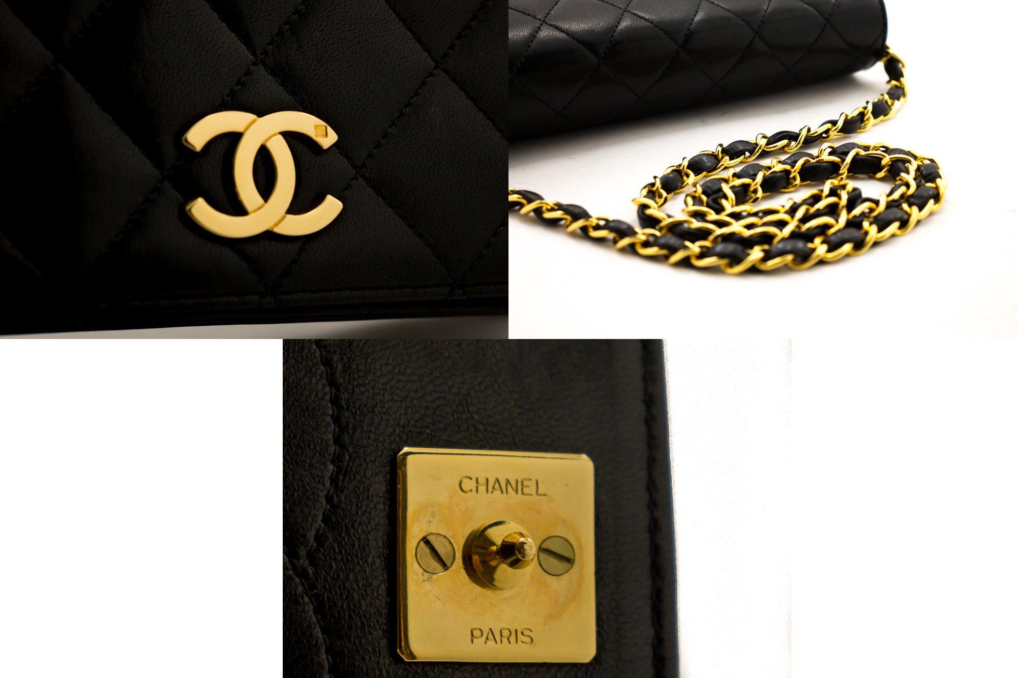 CHANEL Full Chain Flap Shoulder Bag Black Clutch Quilted Lambskin 3