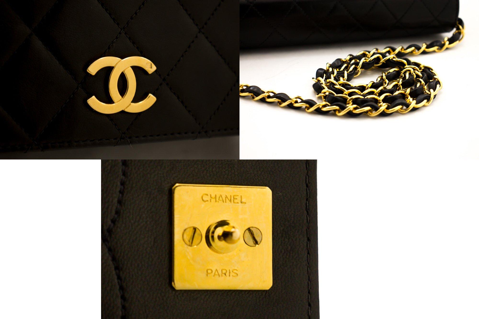 CHANEL Full Chain Flap Shoulder Bag Black Clutch Quilted Lambskin 3