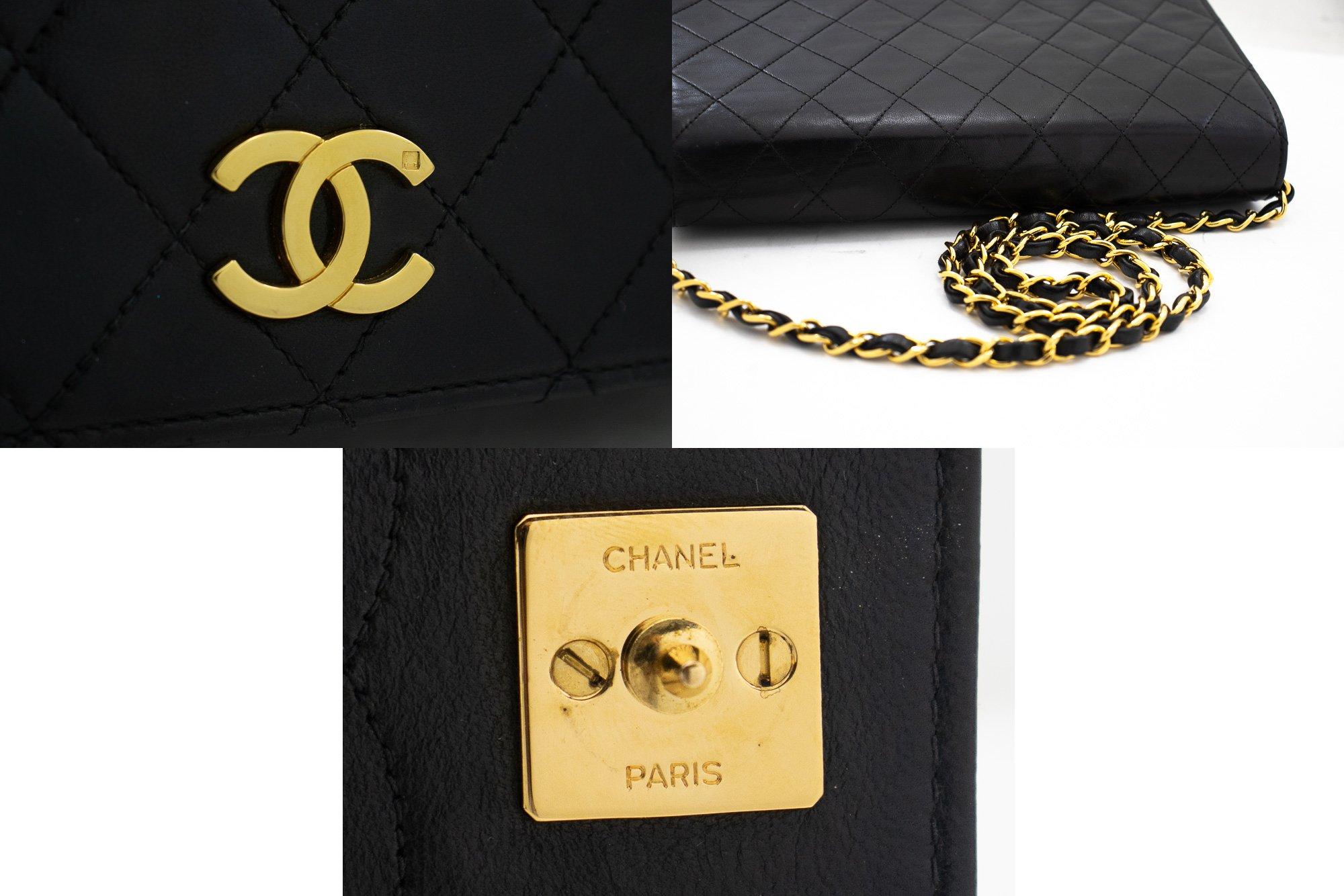 CHANEL Full Chain Flap Shoulder Bag Black Clutch Quilted Lambskin 3