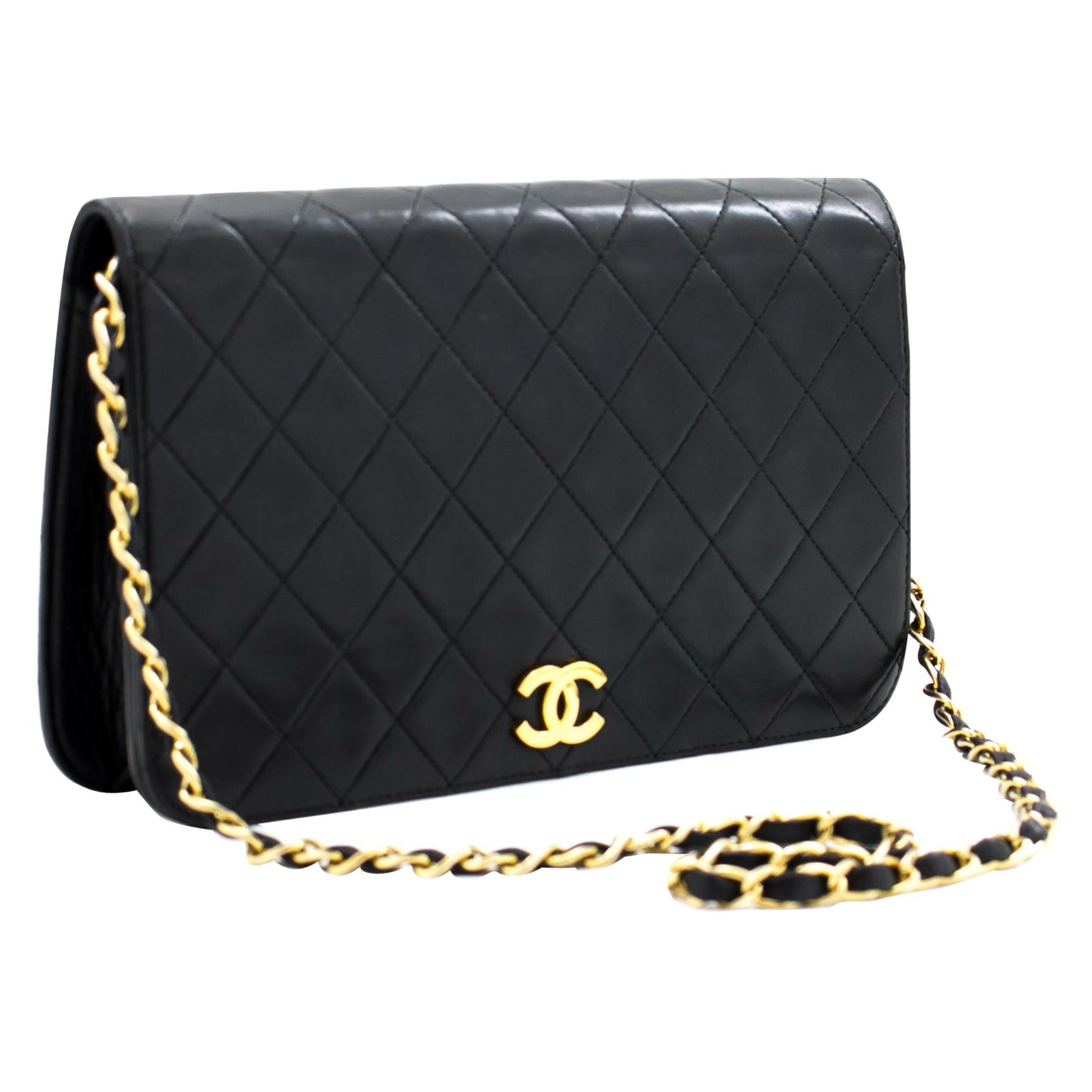 CHANEL Full Chain Flap Shoulder Bag Black Clutch Quilted Lambskin For Sale  at 1stDibs