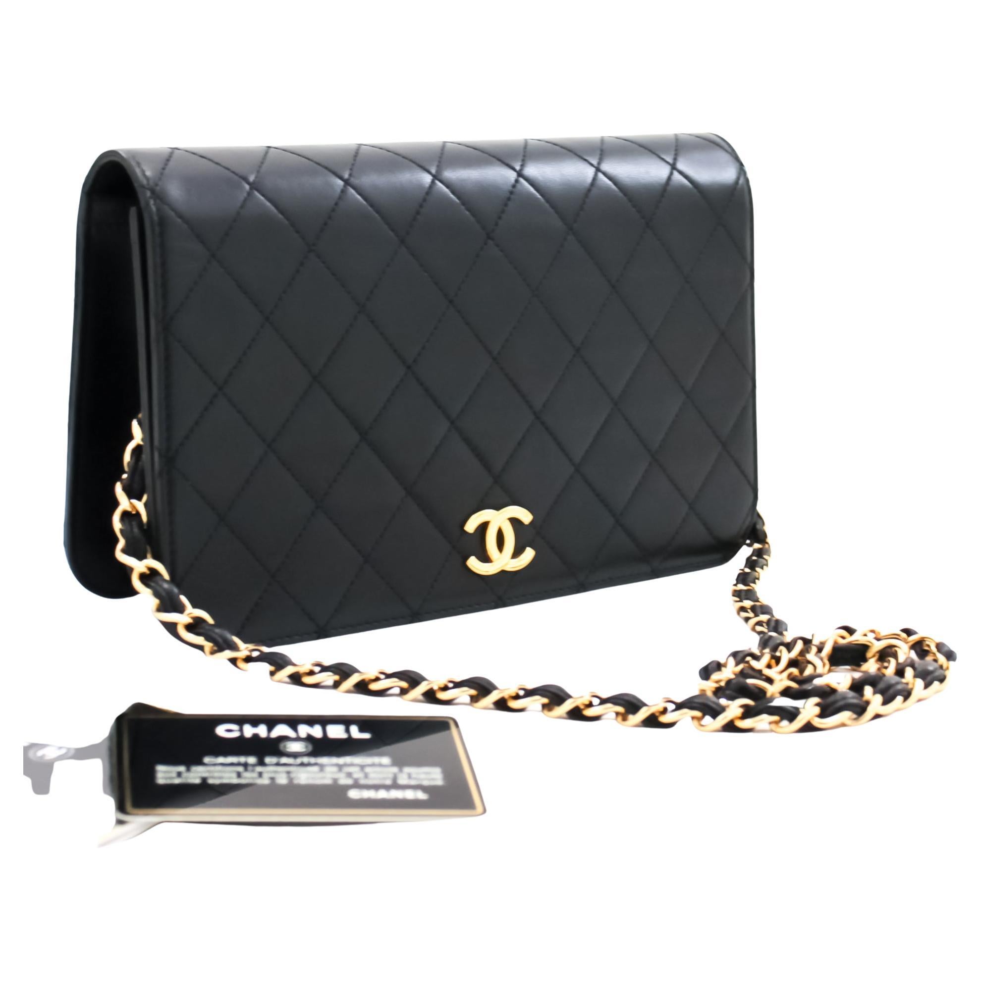 CHANEL Studs Rhinestone Mini Chain Shoulder Bag Black Crossbody Leather