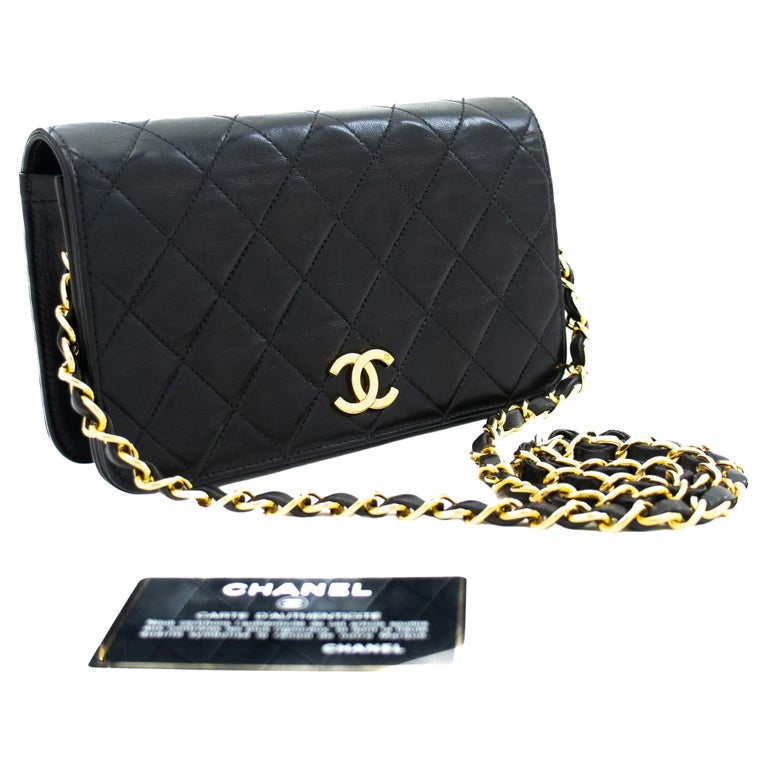 CHANEL Full Chain Flap Shoulder Bag Black Clutch Quilted Lambskin at 1stDibs