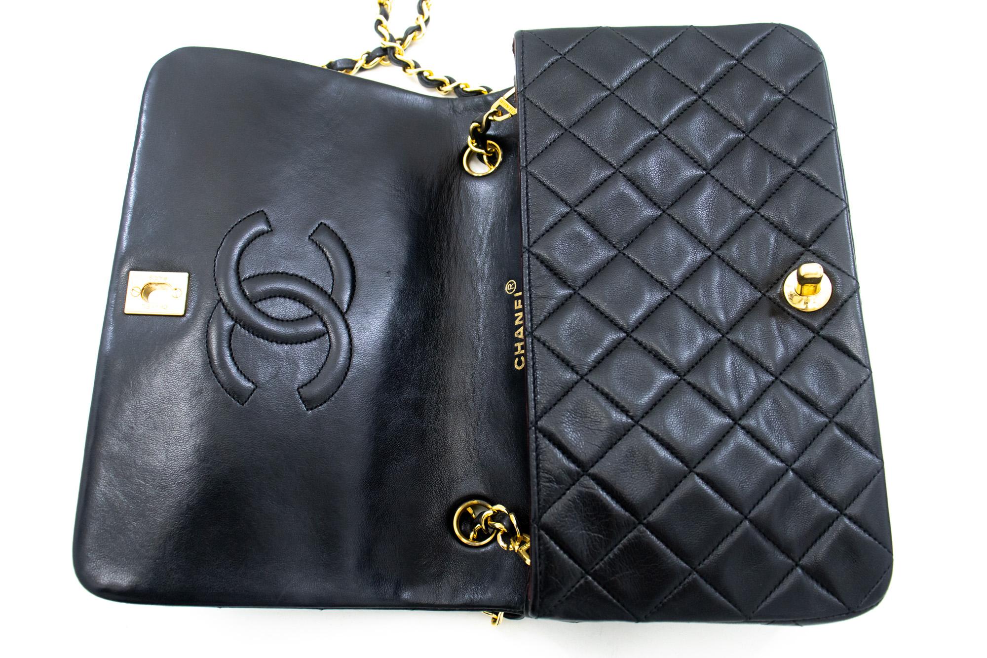 CHANEL Full Chain Flap Shoulder Bag Black Quilted Lambskin For Sale 5