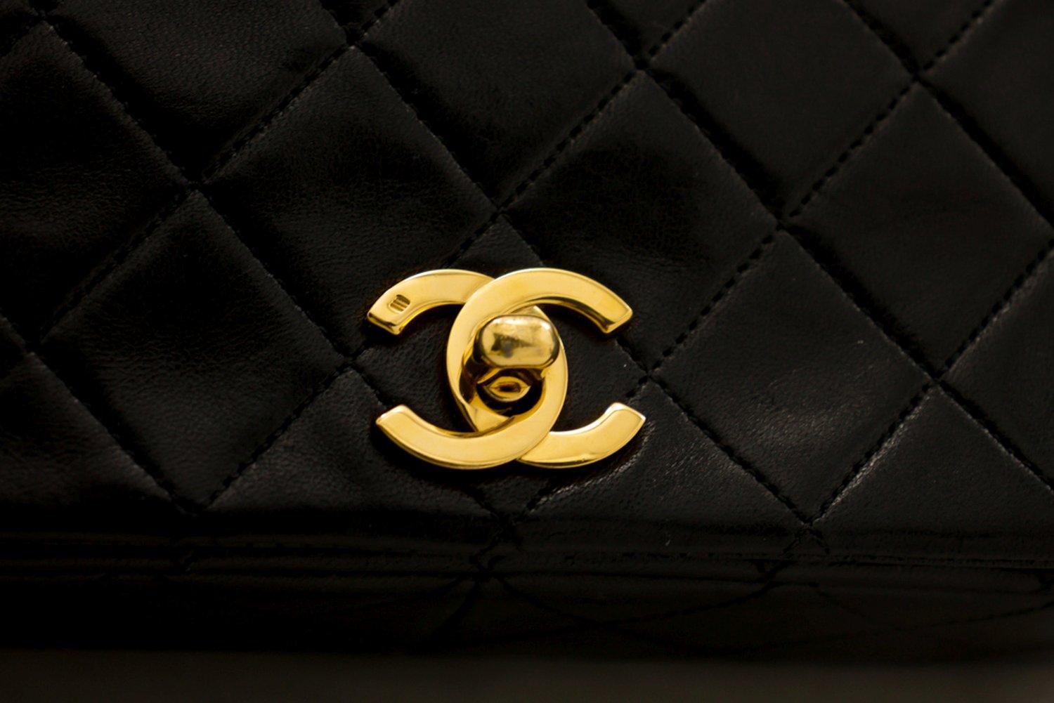 CHANEL Full Chain Flap Shoulder Bag Black Quilted Lambskin 8