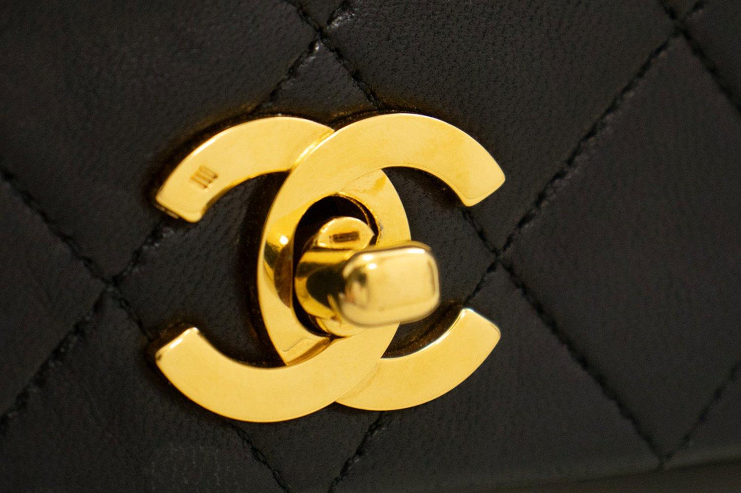 CHANEL Full Chain Flap Shoulder Bag Black Quilted Lambskin For Sale 8