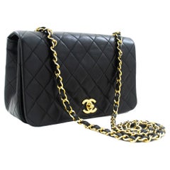 CHANEL Full Chain Flap Shoulder Bag Black Quilted Lambskin