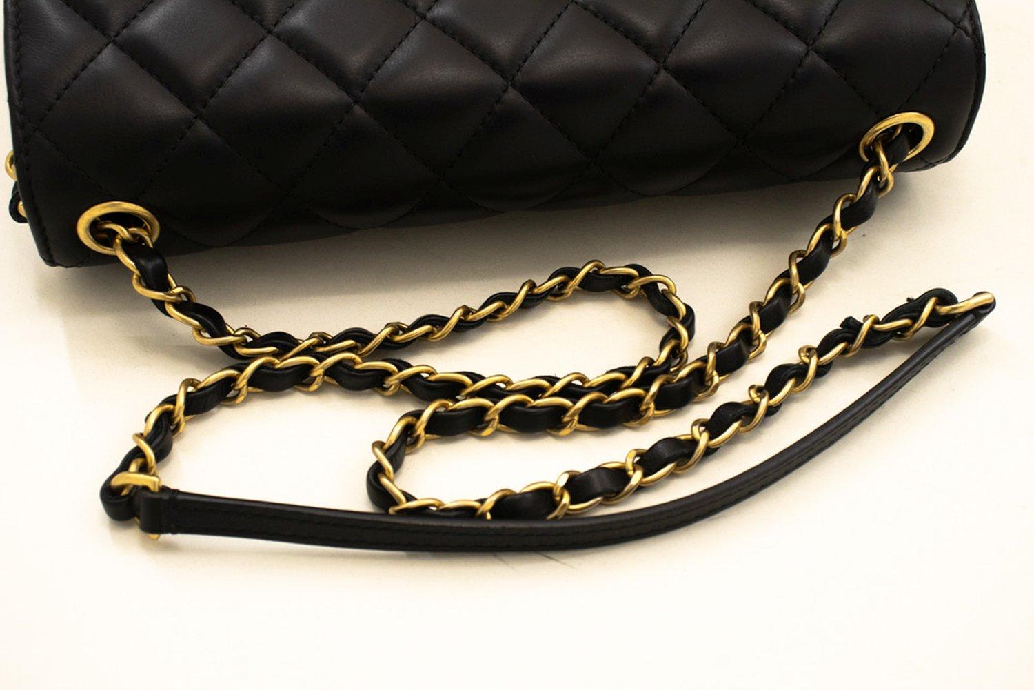 CHANEL Full Chain Flap Shoulder Bag Black Quilted Lambskin Leather For Sale 9