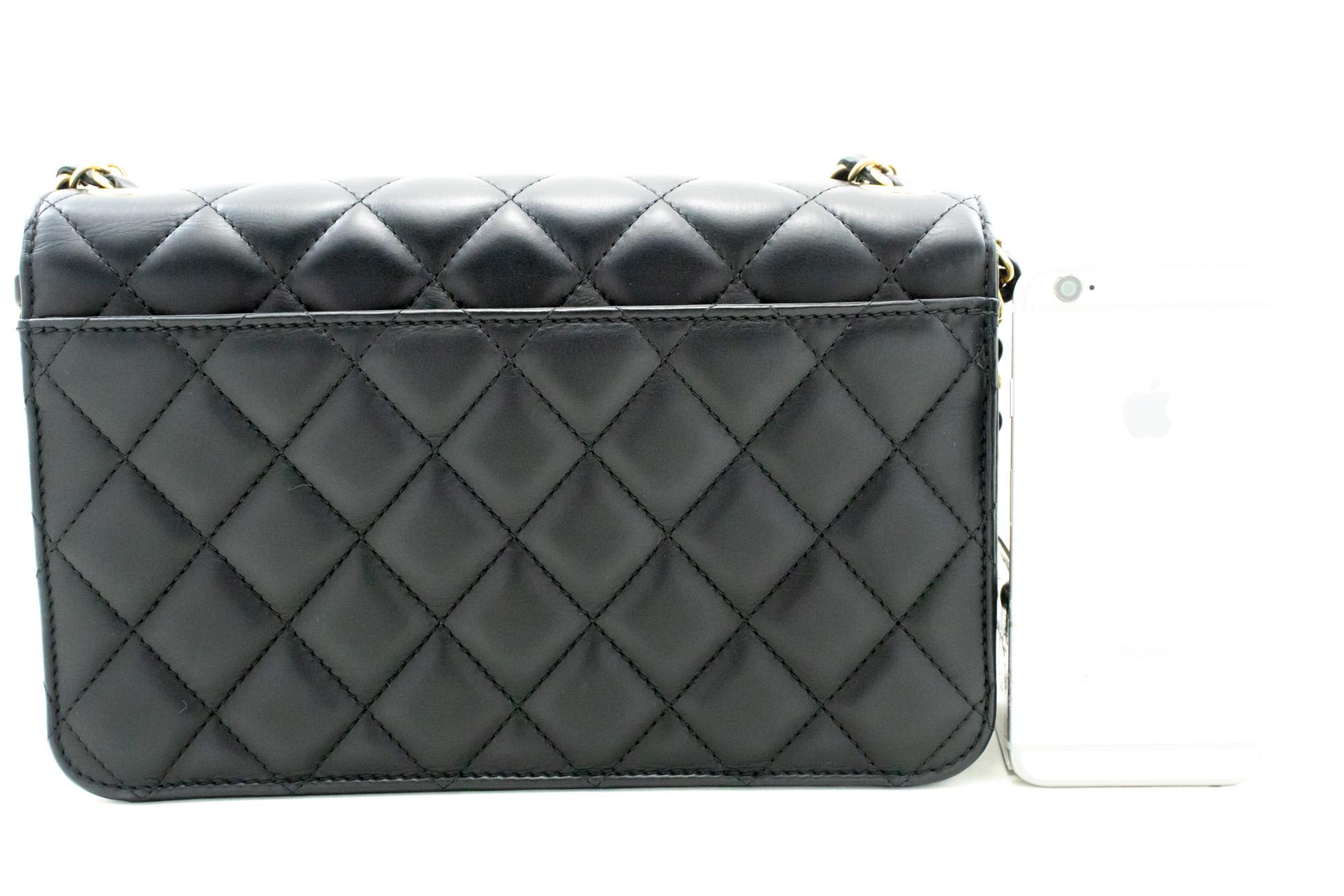 CHANEL Full Chain Flap Shoulder Bag Black Quilted Lambskin Leather In Good Condition For Sale In Takamatsu-shi, JP
