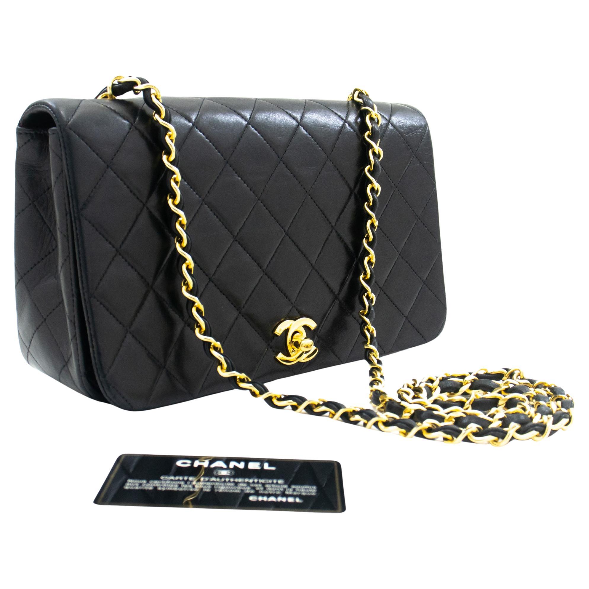 CHANEL Full Chain Flap Shoulder Bag Black Quilted Lambskin Leather at  1stDibs