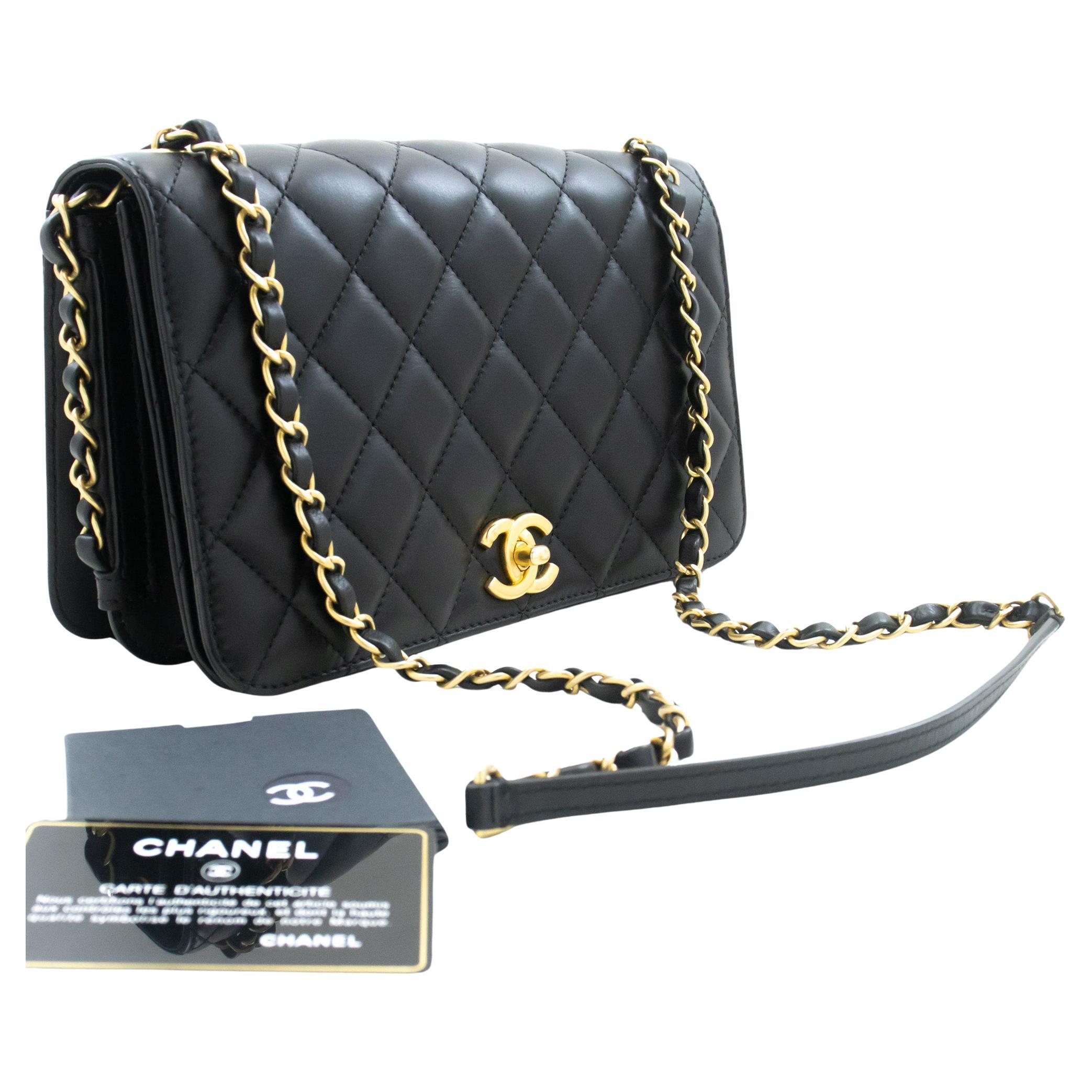 CHANEL Full Chain Flap Shoulder Bag Black Quilted Lambskin Leather For Sale