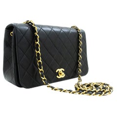 CHANEL Full Chain Flap Shoulder Bag Black Quilted Lambskin Leather