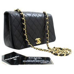 CHANEL Full Chain Flap Shoulder Bag Black Quilted Lambskin Leather