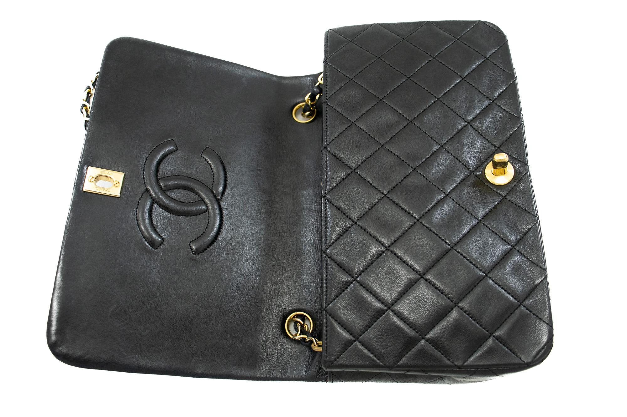 CHANEL Full Chain Flap Shoulder Bag Black Quilted Purse Lambskin For Sale 6