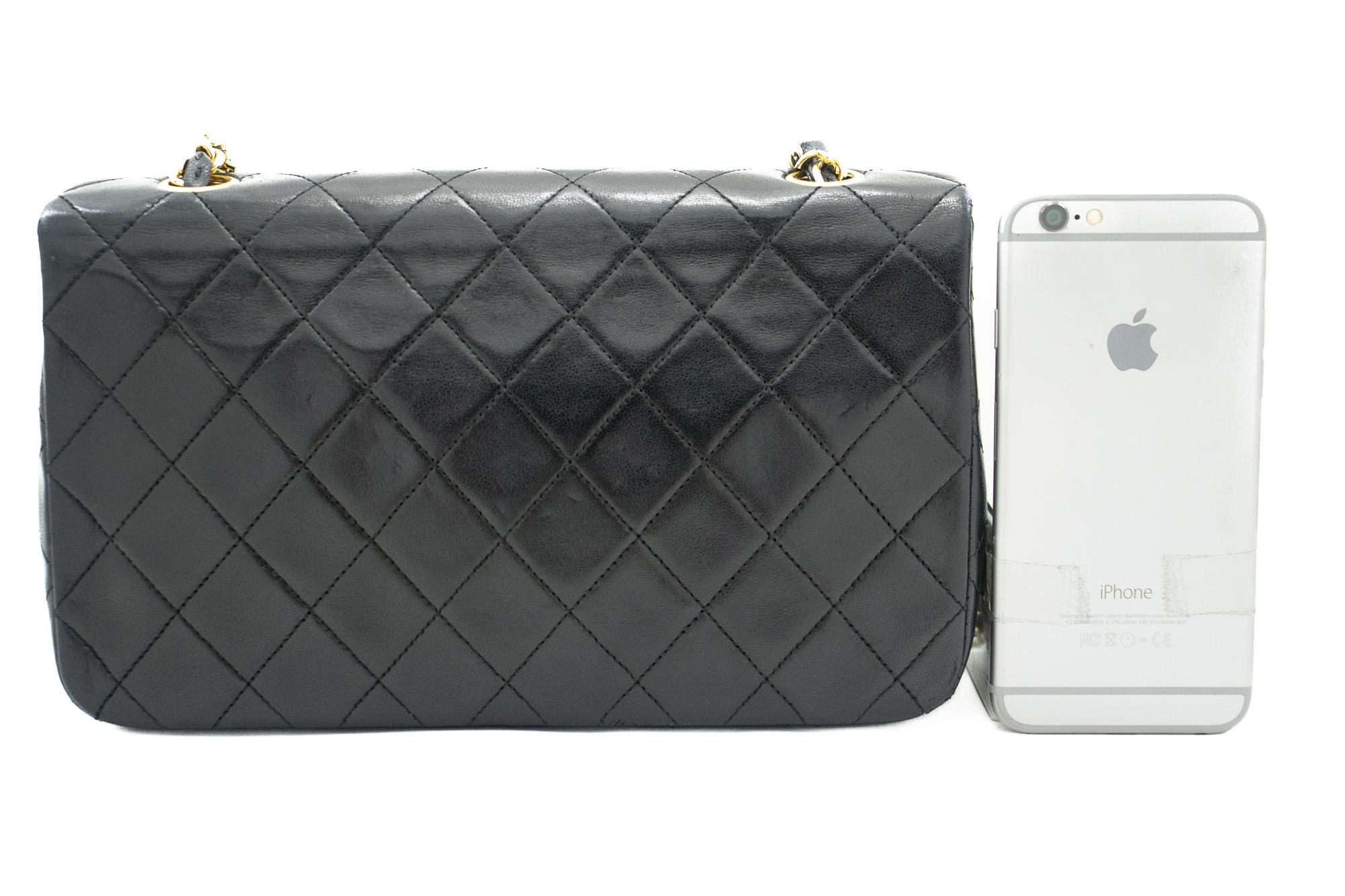 CHANEL Full Chain Flap Shoulder Bag Black Quilted Purse Lambskin In Good Condition In Takamatsu-shi, JP