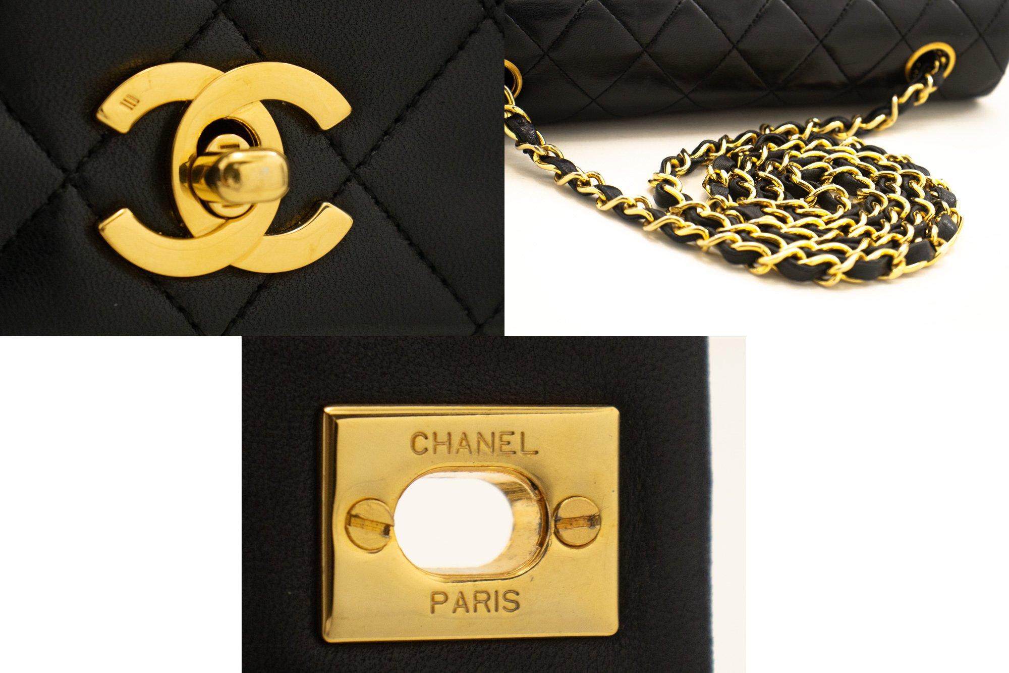 CHANEL Full Chain Flap Shoulder Bag Black Quilted Purse Lambskin 3